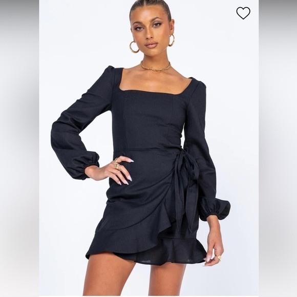 NWOT Princess Polly The VILLA Mini Black Dress Long Sleeve - Picture 2 of 14